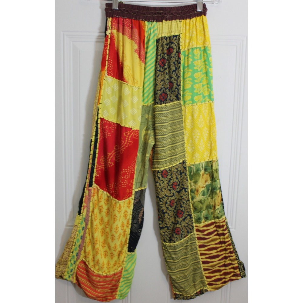 Anjli Patchwork Wide Leg Stitch Accent One Size Maximalist Lounge Eclectic Artsy
